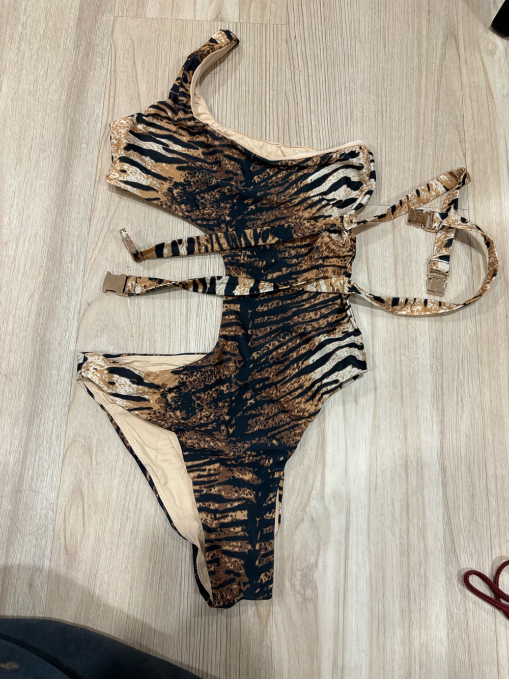 Meshki Black and Brown Animal-Print One-Piece Swimsuit